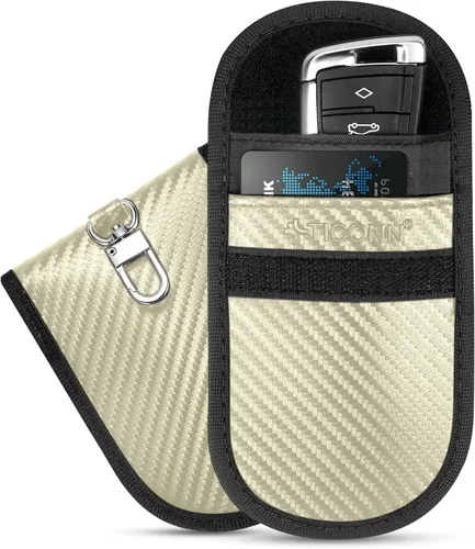 Vista 19 de TICONN 2PK Faraday - Bolsa para llavero de coche, bolsa de bloqueo RFID NFC Beige