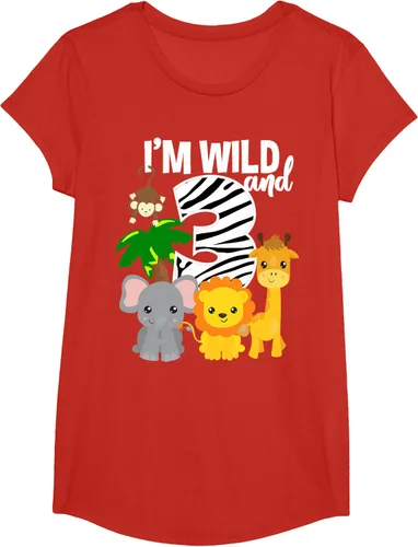 Vista 49 de Camiseta de cumpleaños con temática de zoológico de I'm Wild and 3, Negro, S