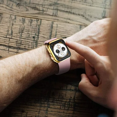 Vista 3 de Paquete de 2 fundas protectoras de pantalla de vidrio templado de 1.496 pulgadas para Apple Watch Series 3, 2, 1, chapada, dura cobertura completa