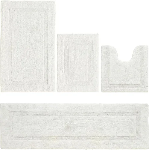 Vista 24 de Better Trends Juego de 4 alfombras de baño de lujo, 100% algodón, suaves, absorbentes de agua, reversibles, lavables a máquina, para decoración
