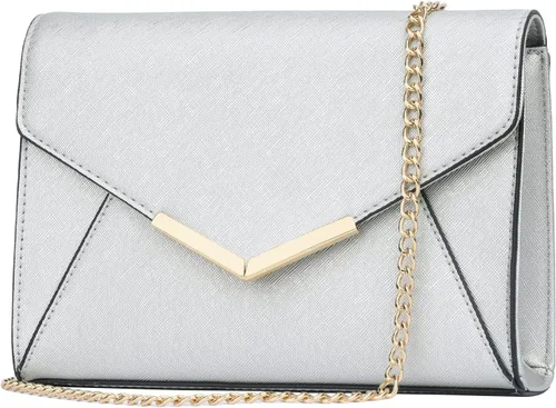 Vista 24 de KKXIU Bolso Clutch de Noche Tipo Sobre de Cuero Sintético Elegante para Mujer, Bolso Plegable para Fiesta, Boda, Graduación