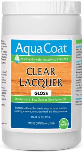 Vista 11 de Aqua Coat - Laca transparente con acabado brillante, a base de agua de primera calidad para madera y plástico, secado rápido, no se amarillea
