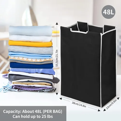 Vista 8 de Jhua - 3 bolsas de repuesto para clasificador de ropa sucia, paquete de 3 bolsas de repuesto extraíbles para carrito de ropa grande, bolsas