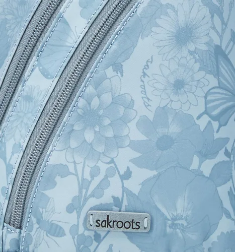 Vista 3 de Sakroots Mochila Go Sling para mujer en sarga ecológica de nailon, Denim in Bloom