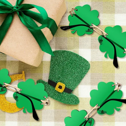 Vista 5 de Woosir 3 pares de gafas de trébol irlandés para el día de San Patricio, lentes de trébol verdes de cuatro hojas, marco de metal, para mujeres