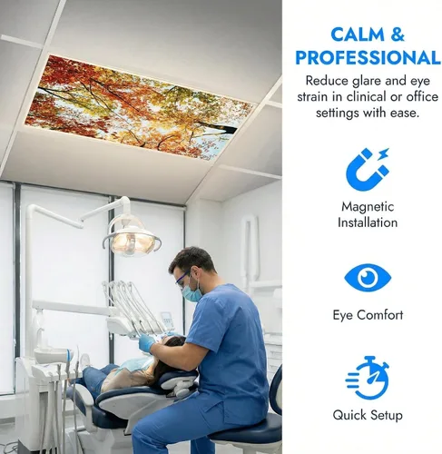 Vista 3 de Cubiertas de luz fluorescente para luces de techo, cubierta magnética de nube para lámparas fluorescentes o LED de 2 pies x 4 pies para aula, hogar
