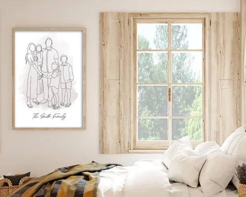 Vista 4 de NAZENTI Retrato de dibujo de una línea, retrato de pareja personalizado, regalos de pareja, lienzo personalizado, póster de retrato personalizado