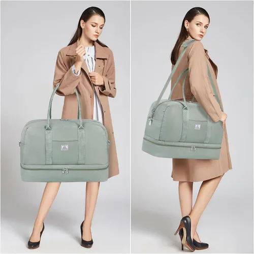 Vista 182 de IBFUN Bolsas de fin de semana para mujer, bolsa grande de lona para viaje, bolsa de viaje con compartimento para zapatos, 21 pulgadas, juego de 3