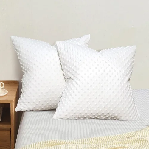 Vista 10 de PHF Minky - Funda de almohada de lunares de 18 x 18 pulgadas, paquete de 2 fundas de cojín de terciopelo real de burbujas de visón suave, acogedora