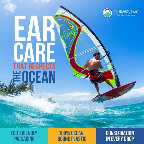 Vista 6 de Stream2Sea Water Sport - Enjuague de oídos para nadadores, buceadores y surfistas, 1 onza líquida, gotas naturales biodegradables para los oídos