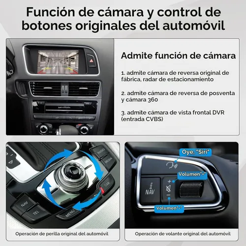 Vista 5 de Road Top Carplay inalámbrico Android Auto para Audi A4 A5 S4 S5 RS4 RS5 Q5 2008-2015 con sistema 3GMMI, kit de readaptación Carplay, soporte