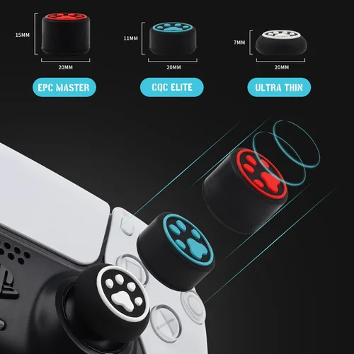 Vista 3 de 6 Pcs Cute Thumb Grip Button Cap Compatible with Playstation 5 (PS5), Playstation 4 (PS4), Xbox One, Xbox Series XS, Nintendo Switch Pro Controller