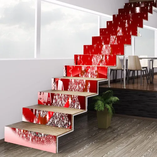 Vista 2 de Calcomanías 3D de Navidad para escaleras, 6 piezas/13 unidades, calcomanías 3D para escalera de árbol de Navidad, calcomanías extraíbles de vinilo