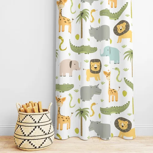 Vista 40 de YCness Cortinas para niños y niñas, diseño de animales de la selva, bosque de otoño, dibujos animados, ciervos, conejos, zorros, búhos, cortinas