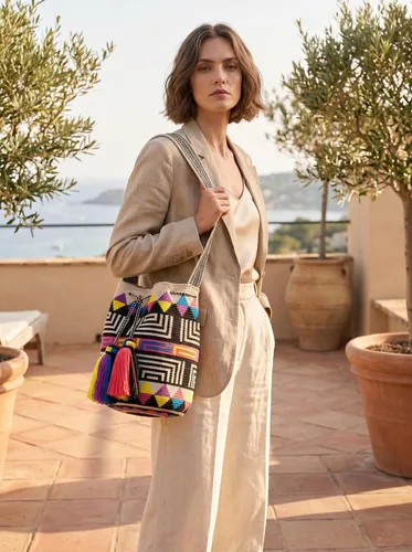 Vista 2 de WYOU Designer Collection Wayuu Hand-Crochet Woven Bag - Boho Crossbody, Colorful Purses for Women Bibury