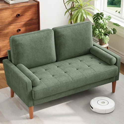 Vista 10 de Vesgantti Sofá de dos plazas con patas de madera maciza, sofás pequeños de 48 pulgadas para espacios pequeños, asiento de dos plazas para sala
