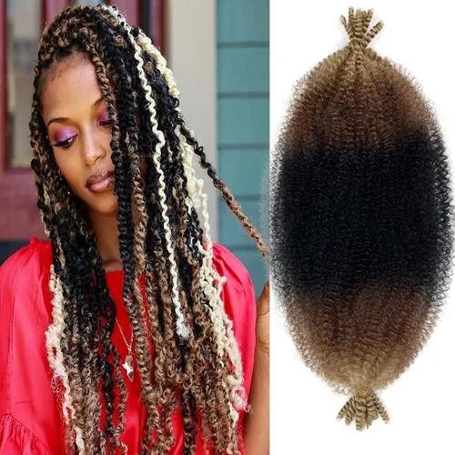 Vista 12 de Extensiones de cabello trenzado con resorte Marley Twist de 8 pulgadas, paquete de 8 para niños, cabello rizado y trenzado kinky, locs suaves