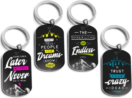 Vista 2 de Paquete de 12 llaveros inspiradores con frases motivacionales, llaveros a granel al por mayor para el hogar, gimnasio y oficina, regalos pequeños a