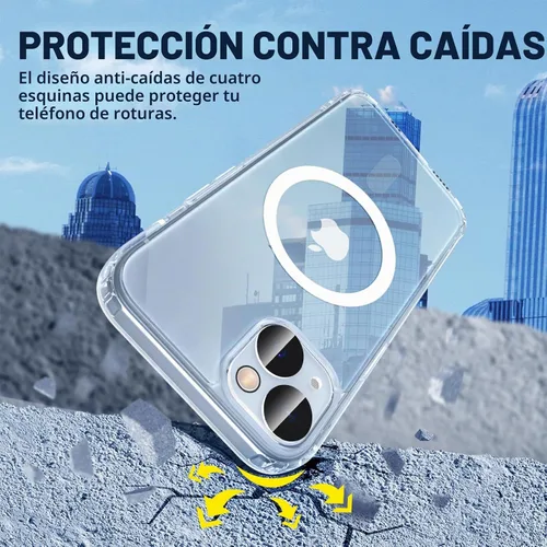 Vista 5 de VEGO Funda para iPhone 13 y iPhone 14, con imanes integrados, parte trasera de policarbonato duro transparente + funda delgada de TPU suave