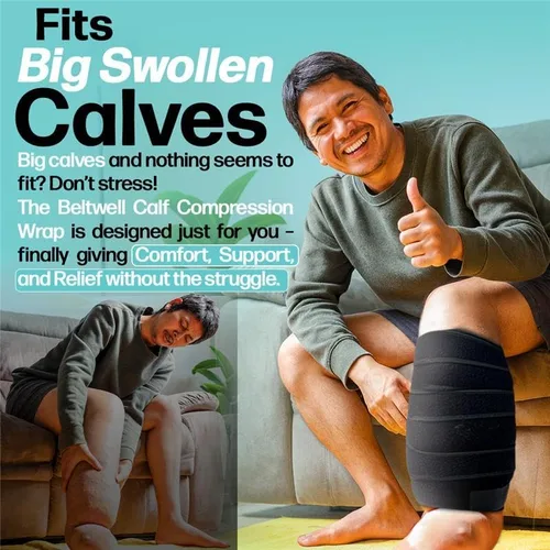 Vista 3 de Envoltura de compresión ajustable para linfedema de pantorrilla para hinchazón, edema, lipedema, circulación, pesadez, dolor, fácil de poner