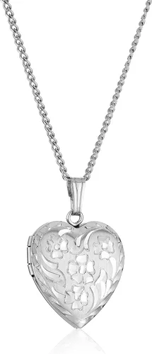 Vista 5 de Amazon Essentials Collar con medallón de corazón de flores grabadas de 14 quilates, 18 pulgadas (anteriormente colección Amazon)