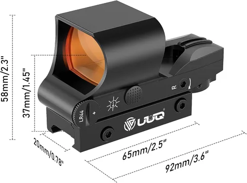 Vista 5 de UUQ Mira de punto rojo 1x28x40mm, mira reflex, ópticas de punto rojo, mira con 4 retículas ajustables para riel Picatinny de 20 mm, coincidencia