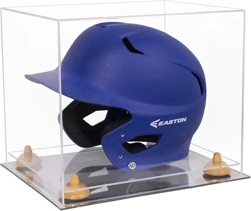 Vista 49 de Better Display Cases Vitrina acrílica para casco de bateo de béisbol con espejo, elevadores rosados, montaje en pared y base de espejo (V22/A012)