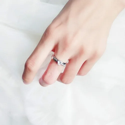 Vista 7 de Anillo de compromiso de plata de ley 925 con forma de corazón para ella, anillo solitario de compromiso de boda, eternidad, aniversario, para mujer