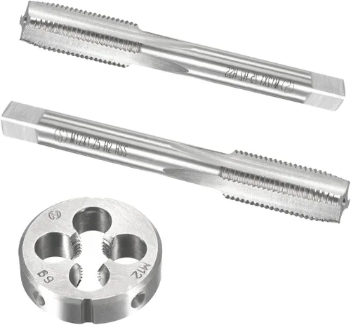Vista 9 de M6mm x 1 HSS métrico y juego de troqueles de rosca de mano derecha, herramienta de bricolaje de roscado 3 piezas (M6 x 0.039 in)