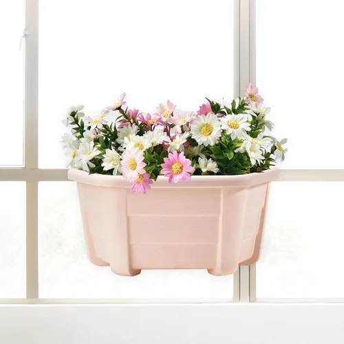 Vista 8 de ORIMERC Macetas de madera imitada de 9.8 pulgadas para plantas de interior, macetas colgantes de pared para interiores y exteriores, maceta vertical