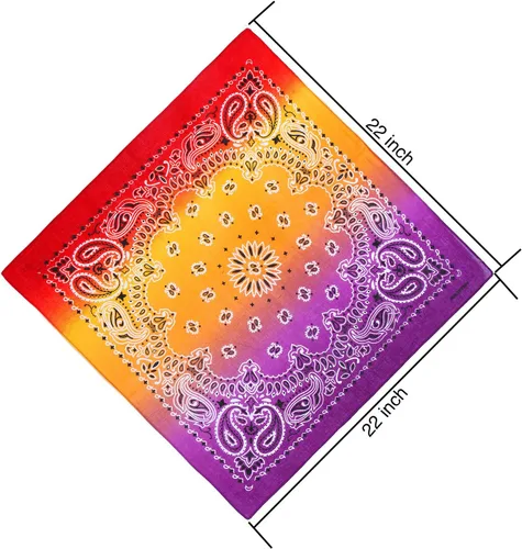 Vista 3 de URATOT Paquete de 12 bandanas de algodón degradado con estampado de cachemira