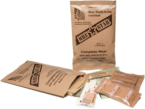 Vista 2 de MRE STAR Survival - Caja de comidas de emergencia listas para comer con accesorios y FRH, embalaje compacto y ligero, vida útil prolongada, 12