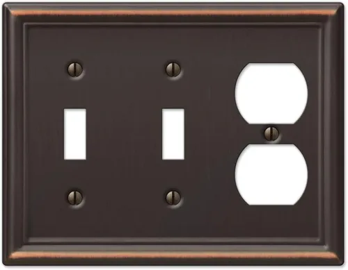 Vista 13 de Amerelle 149DDB - Placa de pared Chelsea, 1 Duplex, acero, bronce envejecido, 1 paquete