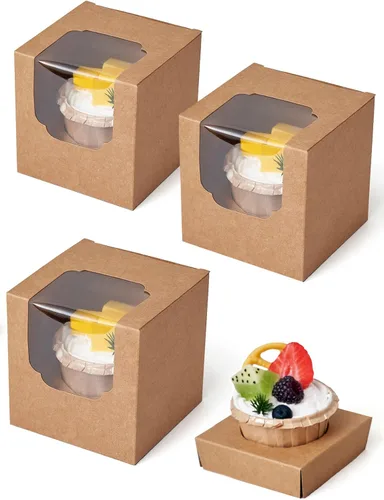 Vista 11 de Happyhiram Cajas para magdalenas, 12 unidades, rosas florales, mini caja de regalo individual para el día de la madre, hojas botánicas, recipientes