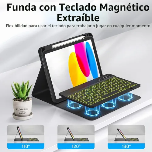 Vista 3 de FUWANG - Funda para iPad A16 de 11ª/10ª generación con teclado, color mármol negro