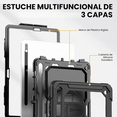 Vista 8 de Timecity - Funda para tablet Samsung Galaxy Tab S7 FE de 12,4 pulgadas, S7 y S8 Plus Funda protectora para tableta con protector de pantalla