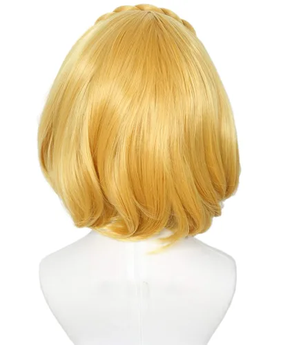 Vista 11 de Linfairy Peluca larga rubia para mujer, pelucas de cosplay de Halloween con 2 orejas de elfo