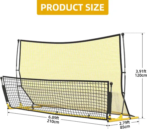 Vista 3 de Shopsource Rebote de fútbol, red de rebote de fútbol 2 en 1, práctica de red de rebote de 7 x 4 pies para entrenamiento en solitario, entrenador
