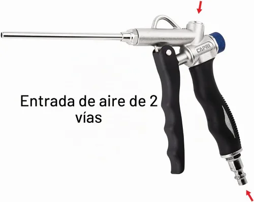 Vista 7 de Capri Tools pistola de aire de 2 vías con flujo de aire ajustable y boquilla extensible