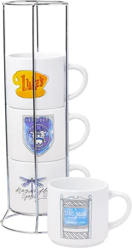 Vista 23 de Silver Buffalo Care Bears - Juego de tazas de cerámica con logotipo de corazón arcoíris, 4 unidades, 10 onzas