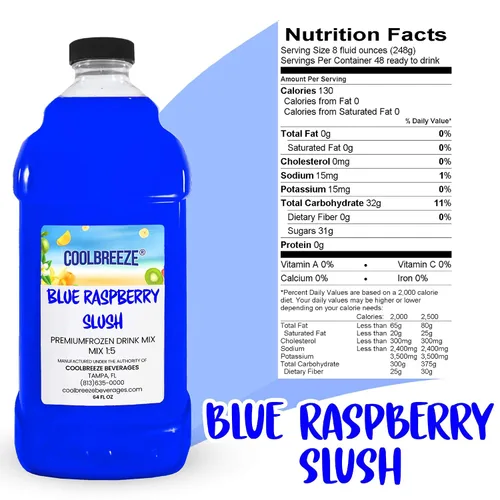 Vista 2 de Coolbreeze Blue Raspberry Slush - Mezcla de bebida congelada - Jarabe de sabor granizado listo para usar para Daiquiri Slushie Snowcone Machine Mix