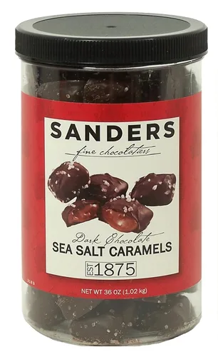 Vista 4 de Sanders Mini bocados de chocolate oscuro con sal marina y caramelo, 3.75 onzas, bolsa resellable