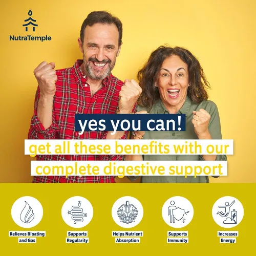 Vista 4 de Probióticos y enzimas digestivas preposteriores 4 en 1 para mujeres y hombres – Salud digestiva, intestinal e inmunológico apoyo para estreñimiento