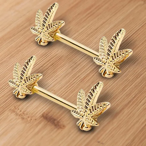 Vista 4 de Pierce2GO Piercing para pezón de marihuana de oro de 0.49oz, 2