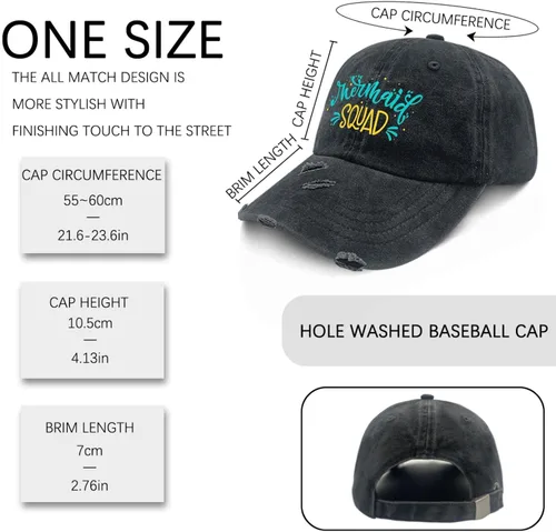 Vista 3 de Womens Baseball Cap Golf Caps for Men Golf Hat Quick Dry Mermaids Squad Sun Hats
