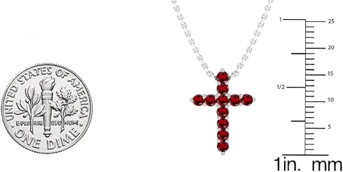 Vista 4 de Dazzlingrock Collection Round Gemstone or Diamond Cross Pendant with 18 inch Chain for Her in Gold
