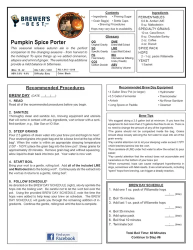 Vista 5 de Brewers Best Pumpkin Spice Porter - Kit de ingredientes de cerveza