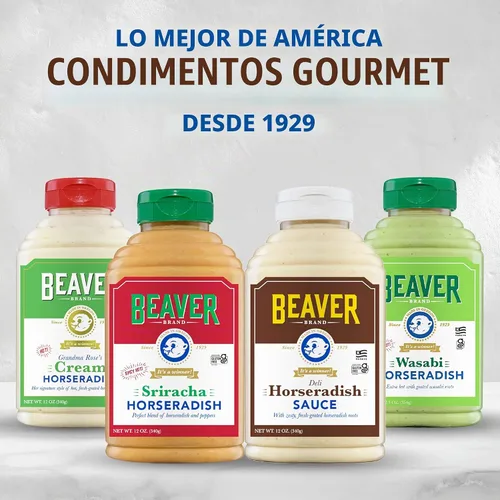 Vista 2 de Beaver Brand Deli Salsa de rábano picante, cremoso calor suave, 12 onzas