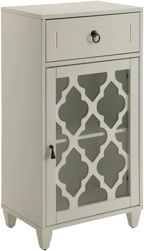 Vista 8 de Acme Mesa decorativa de madera Ceara con cajón de almacenamiento y puerta de cristal en color verde azulado