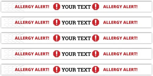 Vista 2 de Pulseras ajustables personalizadas con identificación de seguridad resistente al agua (tema de alerta de alergia)